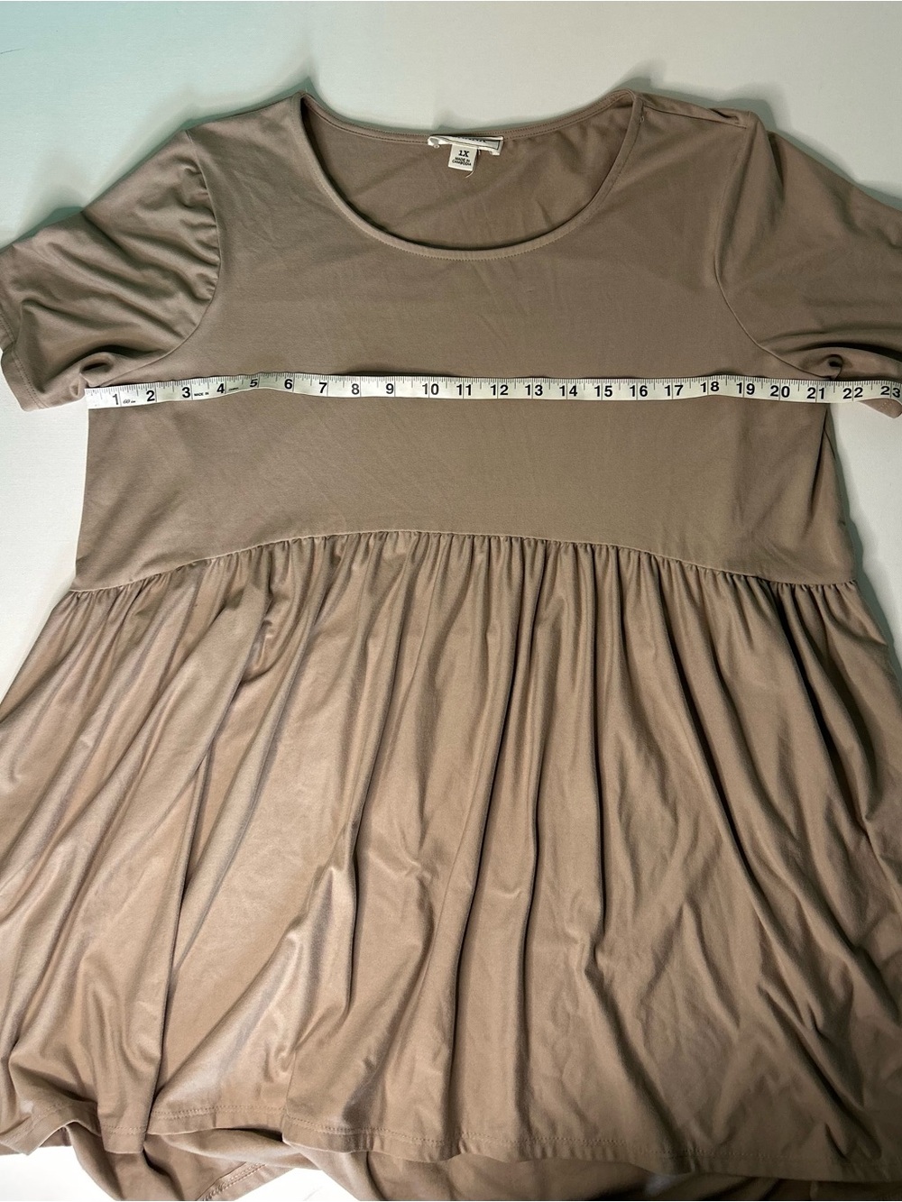 Zenana Taupe Scoop Neck Babydoll Top - Picture 7 of 8